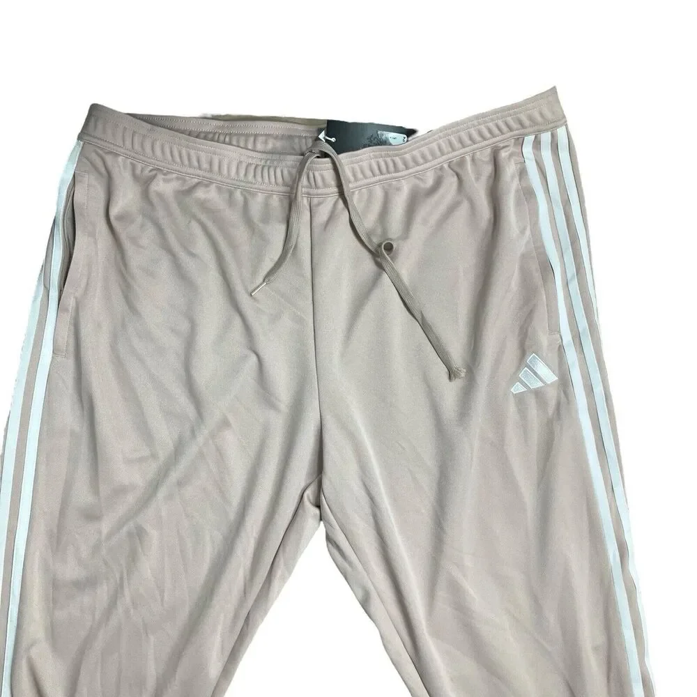 adidas Men's Beige Sweatpants with White Stripes